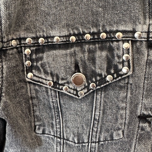 RM Rebecca Minkoff gray silver studded denim jacket women’s size s NWOT - Picture 3 of 9